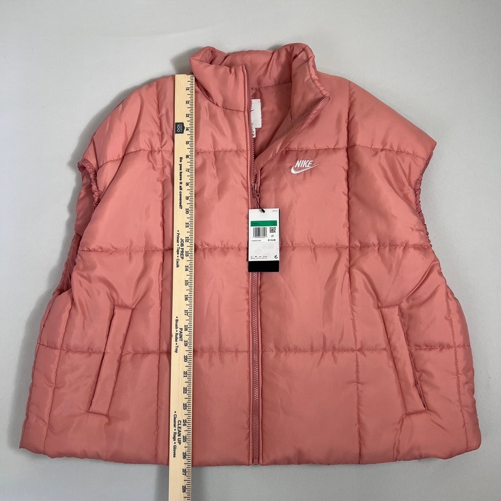 Nike Puffer Vest Womens XL Pink Therma-Fit Oversized Quilted Gorpcore Streetwear - Picture 2 of 9